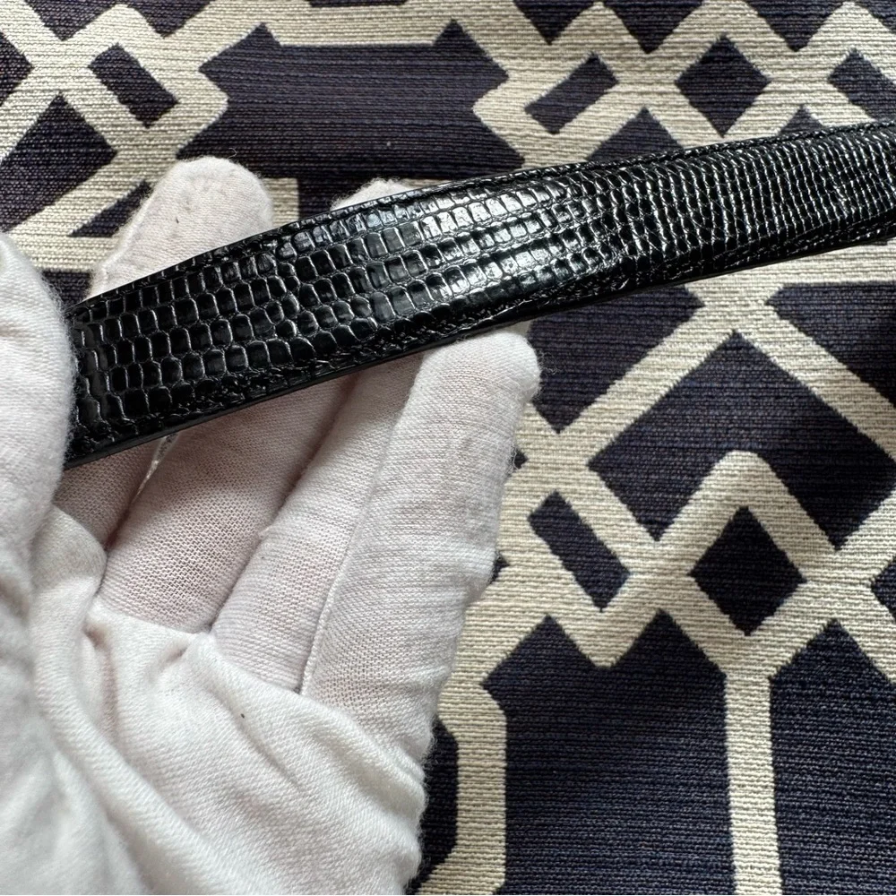 Barry Kieselstein Cord Lizard Belt Sterling Silver 925 Buckle Black